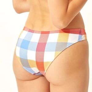 SOLID & STRIPED The Elle Bikini Bottom Tropical Gingham Swimsuit NWT